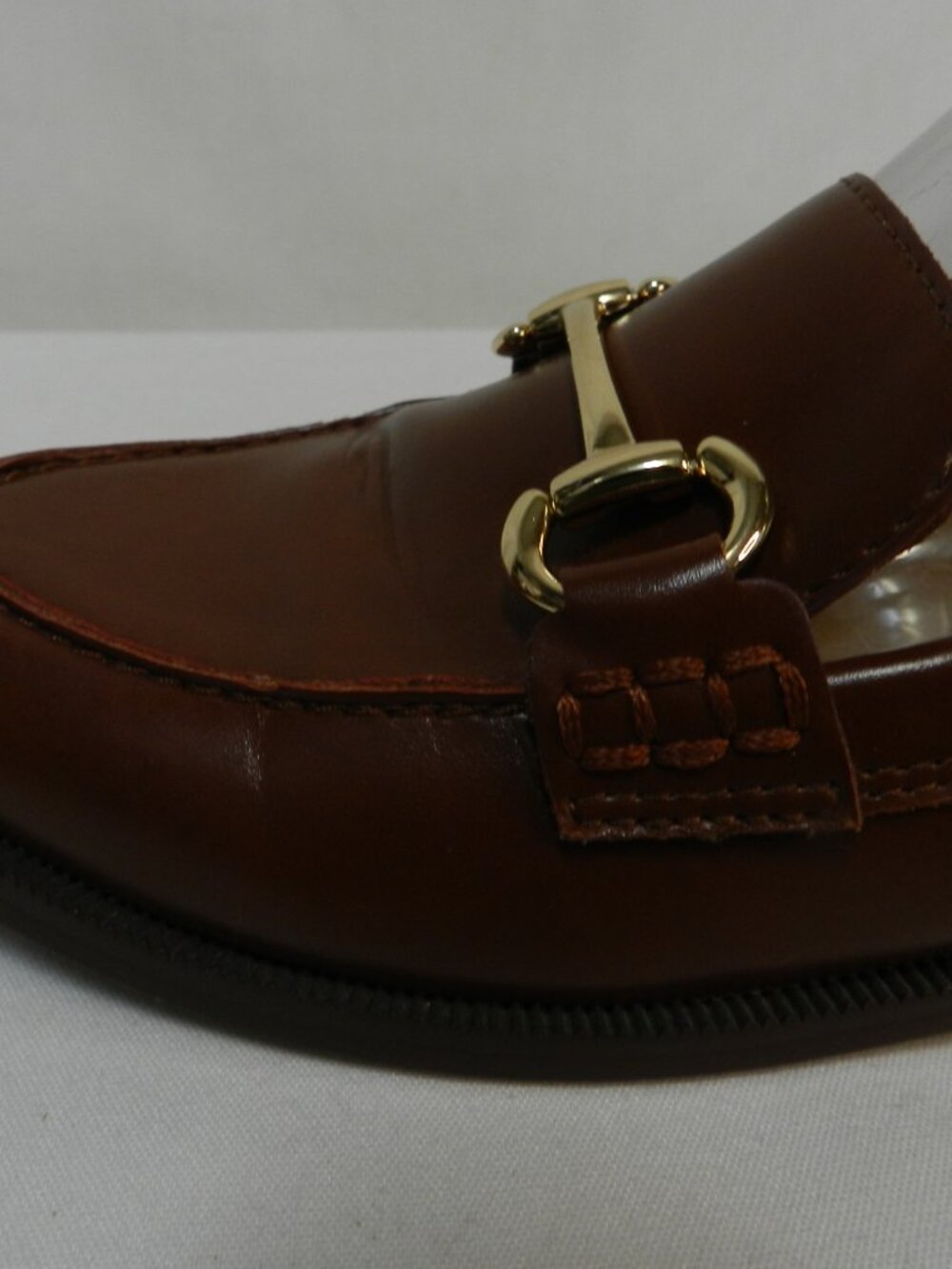 J. Crew Vintage Size 7 Leather Horse-bit gold-tone brown Loafers flats slides 7 - Picture 8 of 15